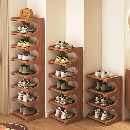 Bamboo Shoe Rack, Multi-Layer Shoe Storage Rack, Space Saving Shoe Organizer, Vertical Shoe Rack, Home Organizer for Entryway, Living Room, Bedroom, Hallway, Shoe Storage System, Shoe Shelf Organizer