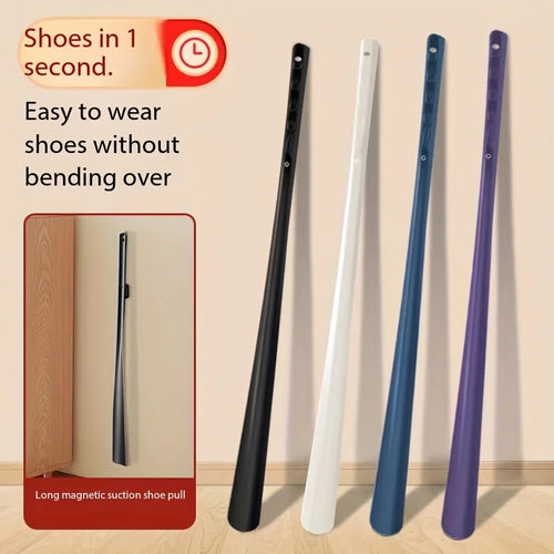 Long Handle Shoehorn for Elderly & Pregnant Women - Magnetic Suction Plastic Shoe Puller - Easy Slip-On Shoe Aid Household Use