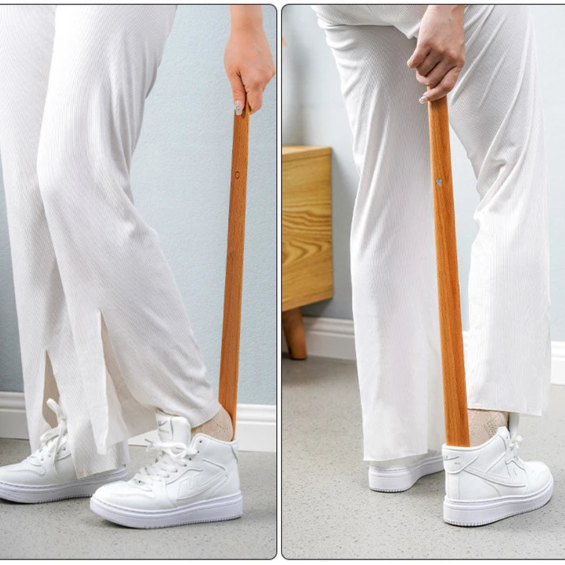 55CM Wooden Long Handle Magnetic Shoehorn Long Shoe Spoon Horn for Shoes Wear Shoe Easier